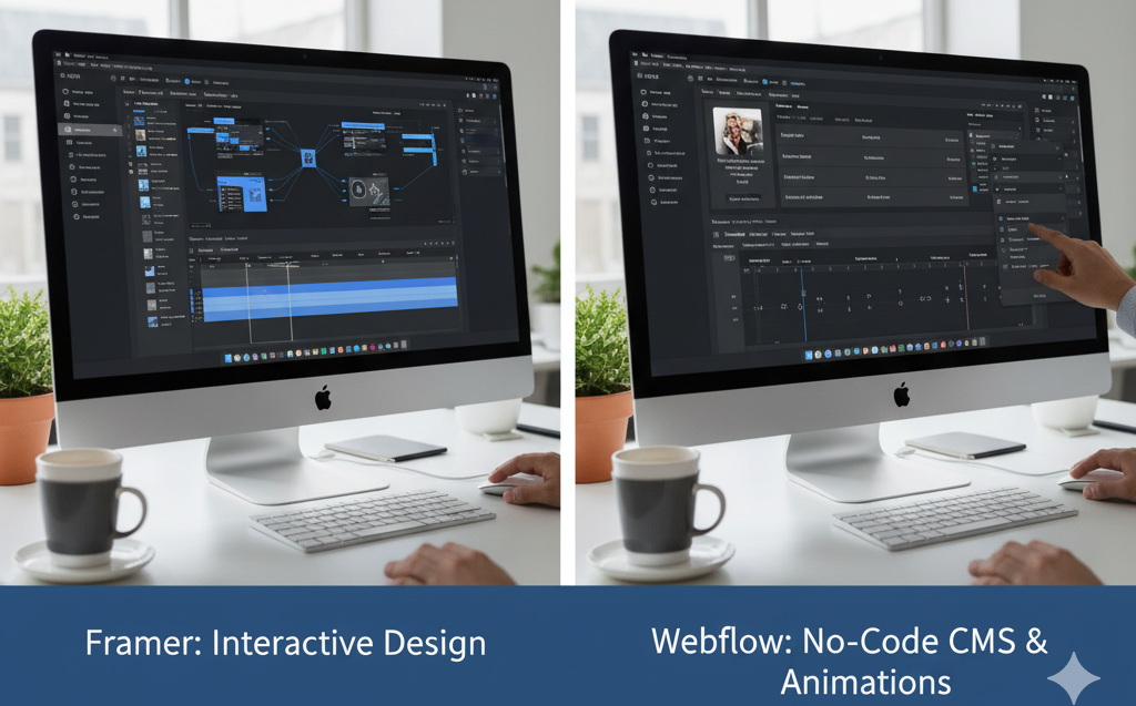 Framer vs Webflow: Best No-Code CMS for Interactive Design and Animations